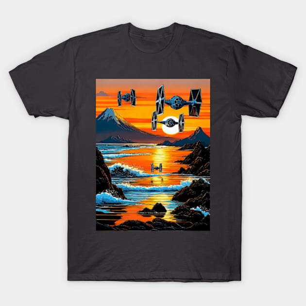 Starr Warz Parody mashup Mt. Fuji T-Shirt by Rogue Clone